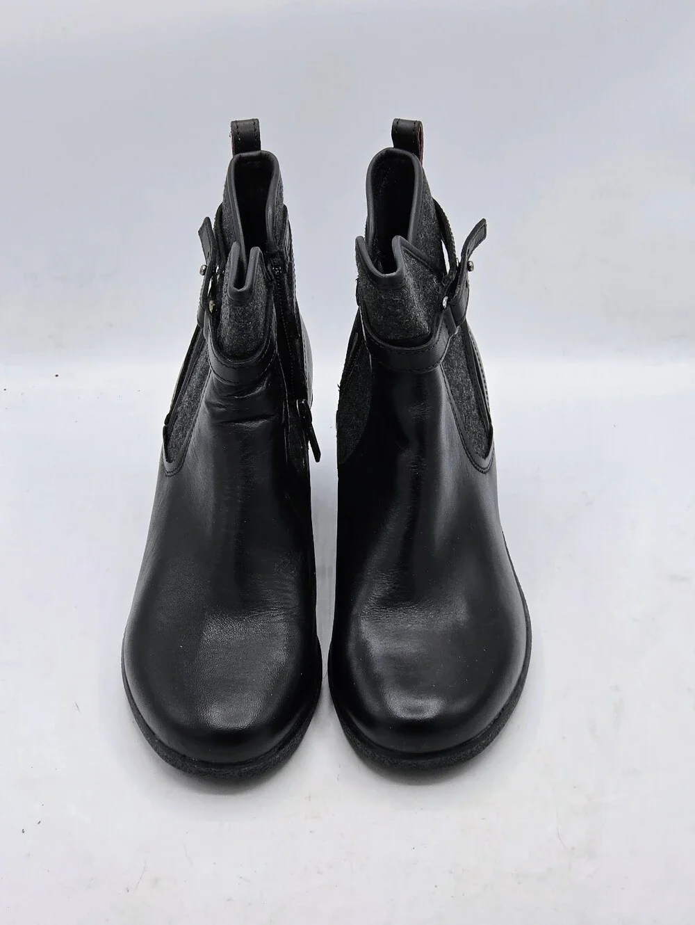 ​UGG Australia Emalie Waterproof Black Leather Wedge Booties Size 7